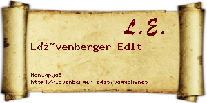 Lövenberger Edit névjegykártya